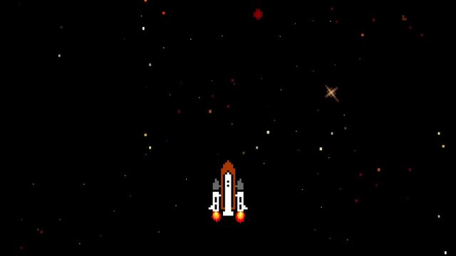 Space Shuttle Flying Up in Old Video Game Style