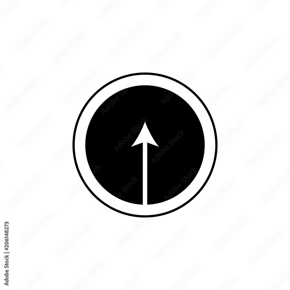 Poster arrow pointing up in a circle icon. element of web icon with one color for mobile concept and web ap