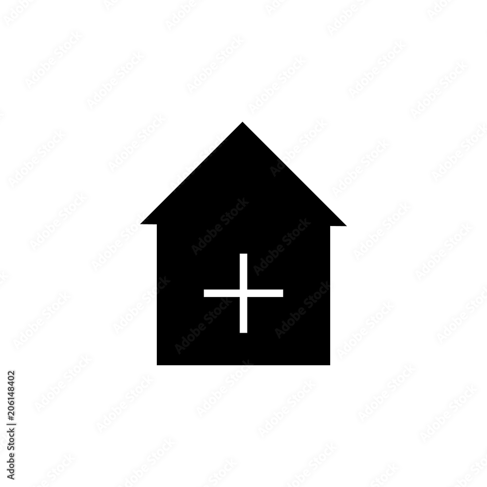 Aufkleber add a house icon. element of web icon with one color for mobile concept and web apps. isolated add a