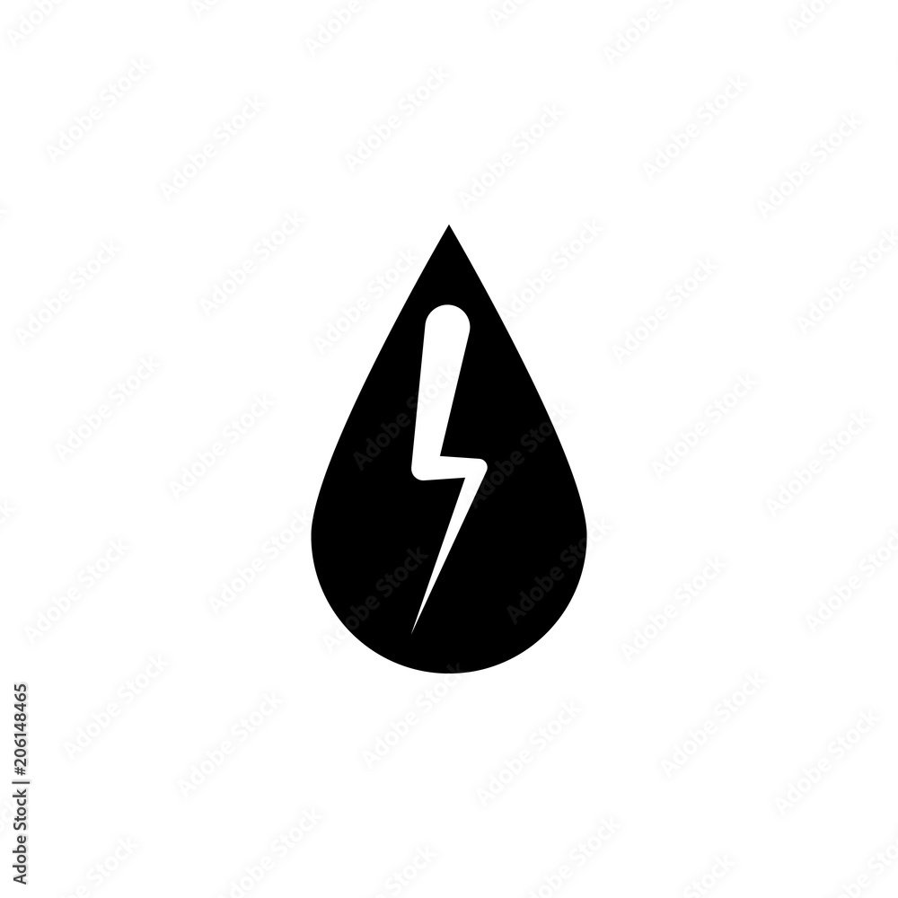 Aufkleber electricity in a drop icon. element of web icon with one color for mobile concept and web apps. isol