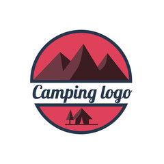 Vintage Outdoor camp and Mountain Logo Badge. mountain emblem logo