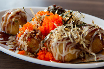Tako Yaki on a white plate