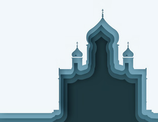 Cathedral of Christ the Savior in Moscow. Abstract background with paper cut shapes.