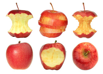 Collection of red apples isolated on white