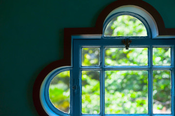 green window and wall