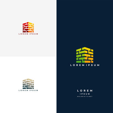 Modern Brick logo vector, Modern Flat Brick logo, Brick Work simple modern logo template