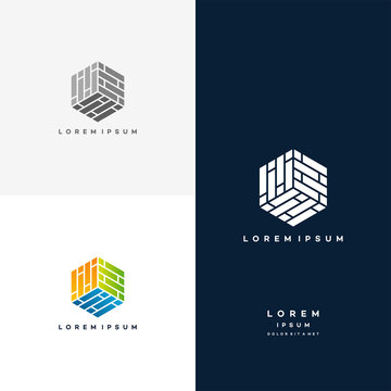 Hexagon Brick logo vector, Modern Flat Brick logo, Brick Work simple modern logo template