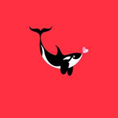 Holiday card with a whale in love