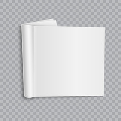 Blank open magazine mock up on transparent background. Template for your design. Vector.