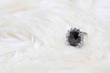 jasper black gemstone on diamond ring