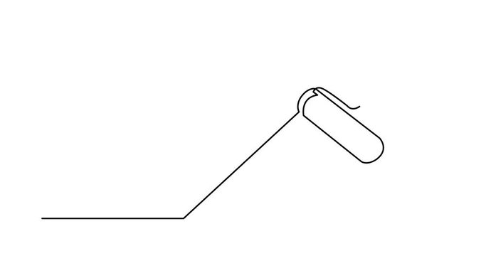 Self drawing animation of continuous line drawing of paint roller