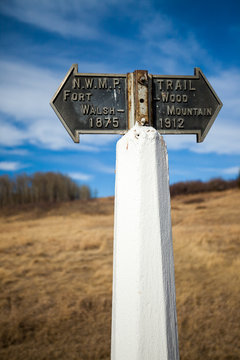 Historic Trail Marker At The Fort Walsh National Historic Site, Saskatchewan, Canada