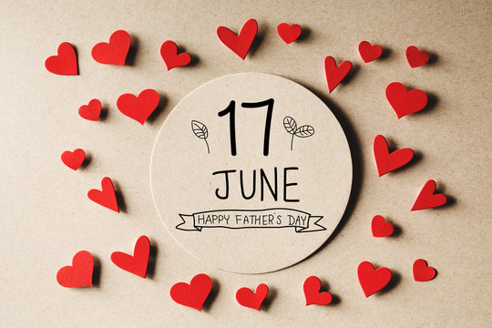 17 June Happy Fathers Day message with handmade small paper hearts
