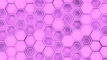 Abstract 3d background made of purple hexagons