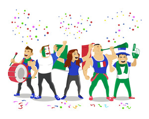 Cheerful Italy National Football Team Supporters Crowd Having Celebrations