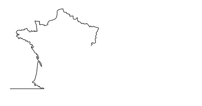 Self drawing animation of continuous line drawing - map of France