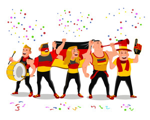 Cheerful Germany National Football Team Supporters Crowd Having Celebrations