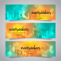 Ramadan Mubarak Islamic Greeting of Holy Month Banner Template	