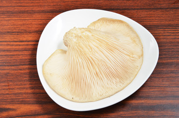 Abalone mushroom on the white plate