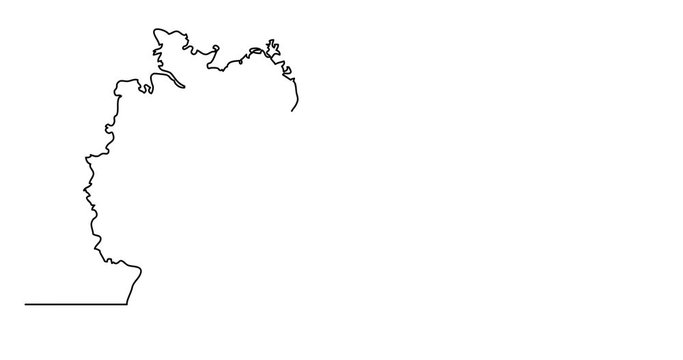 Self drawing animation of continuous line drawing - map of Germany