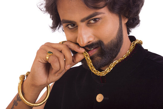 Close Up Of Young And Handsome Man With Thick Gold Chain