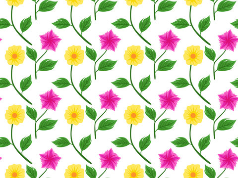 flower and leaves seamless pattern © andinur