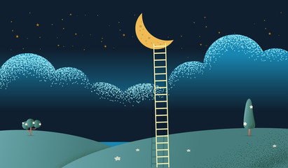 ladders with moon Vector illustration © es7sense