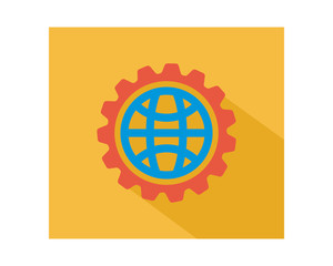 circle globe gear business company office corporate image vector icon logo