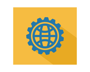 circle globe gear business company office corporate image vector icon logo