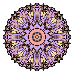 Floral Geometric Pattern with hand-drawing Mandala. Vector illustration. For fabric, textile, bandana, scarg, print.