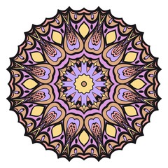 Floral Geometric Pattern with hand-drawing Mandala. Vector illustration. For fabric, textile, bandana, scarg, print.
