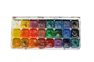 set of watercolor paints isolated on white background
