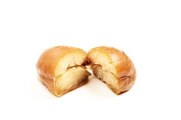 Sweet chestnut  isolated on white background.        