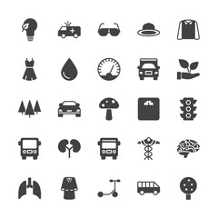 Modern Simple Set of transports, health, clothes, nature Vector fill Icons. Contains such Icons as  medical,  sign,  idea,  organic, hat and more on white background. Fully Editable. Pixel Perfect.