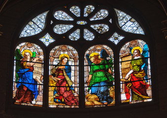 Stained glass window in the Church of St Eustache (Eglise Saint-Eustache) - Paris, France