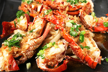 Chinese cuisine - Steamed prawns with garlic   