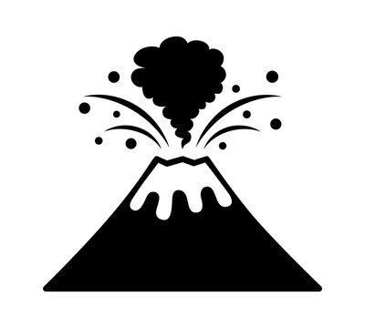 Volcano eruption with lava and smoke flat vector icon for apps and websites