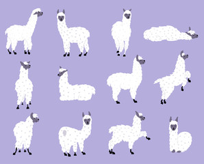 Vector set of llamas in pastel © pikovit