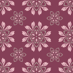 Seamless background. Floral purple red pattern