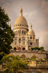 The Famous Sacre Coeur Basilica Overhanging Paris from the Mound Montmartre