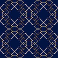 Golden blue geometric seamless pattern