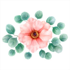 Flower watercolor, vector illustration. Botanical design