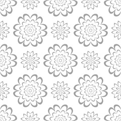 Gray floral seamless pattern on white background