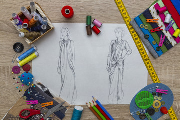 Fototapeta premium fashion designer sketch