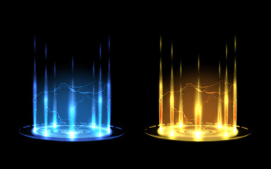 Glowing flying saucer vector illusrtation