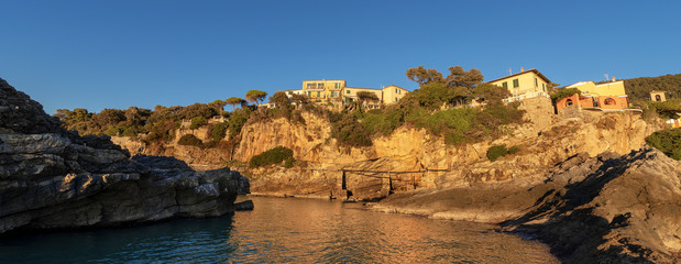 Fototapeta na wymiar Coastline and cliffs in Tellaro - Liguria Italy