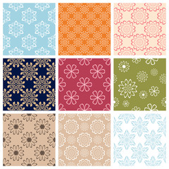 Colored set with flower elements. Floral seamless pattern. 