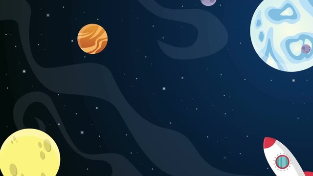 planet cartoon in space animation