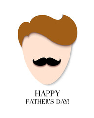 Human face with mustache. Happy Father's Day concept. Illustration isolated on white background.