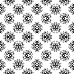 Black and white monochrome floral seamless pattern
